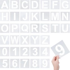 4 Inch Letter Stencils 36Pcs Alphabet Numbers Reusable Plastic Stencils for Pain