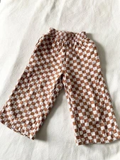 Rylee and Cru Linen check brown white crop pants 4-5y girl boy