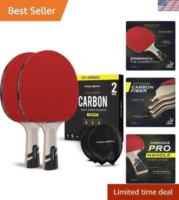 ITTF Approved Carbon Fiber Ping Pong Paddles - 2-Pack with Ergonomic Handle