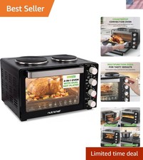 Compact Convection Oven & 2 Burner Cooker - 1500W with Adjustable Thermostat