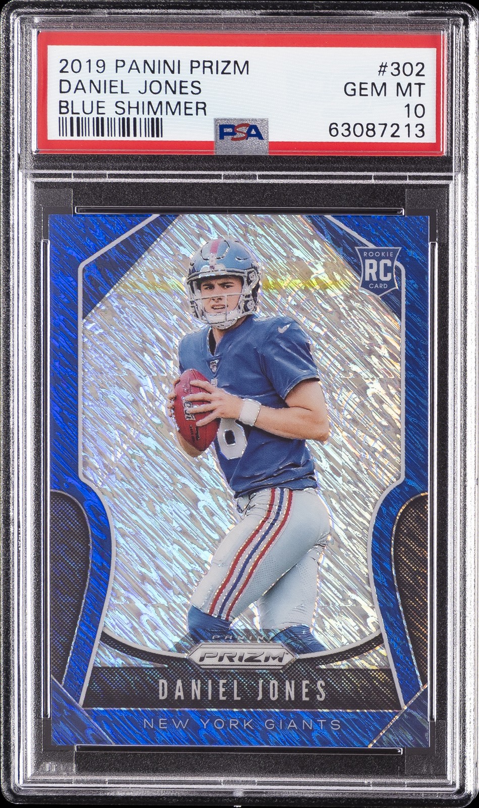 2019 PANINI PRIZM BLUE SHIMMER #302 DANIEL JONES ROOKIE RC 7/10 PSA 10