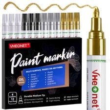 VHEONET Paint Markers,4 Colors Oil-Based 1 Count Pack of 12 , Multicolor-4