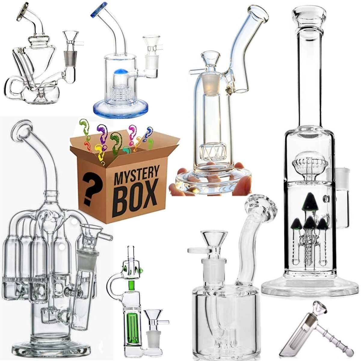 Blind Box Random Style Glass bong Water Pipe recycle rig Smoking Rig Hookah 1pcs