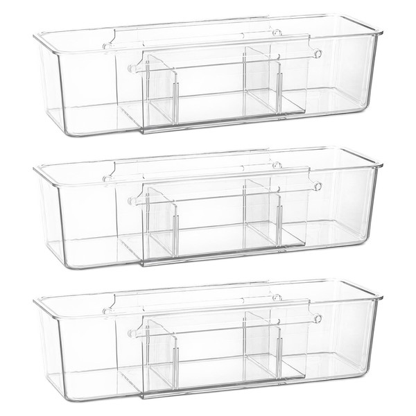 Schubladen Organizer Bad Transparent Verstellbar PET KüChe BüRo 3 StüCk 38,5Cm-image
