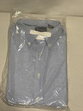 Vintage 1980  s  Manhattan The Natural Button Down Blue Shirt 17.5 34-35 USA