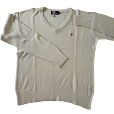 Vtg Polo Ralph Lauren Sweater Men M V-Neck Pullover Soft Wool Preppy Grandpacore