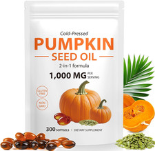 Pumpkin Seed Oil with Saw Palmetto, 1000Mg per Serving, 300 Softgels   Cold Pres