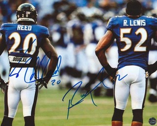 Ed Reed & Ray Lewis Autographed Baltimore Ravens 8x10 Photo with COA/Hologram