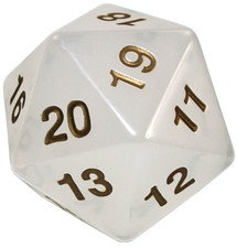 Koplow Games 55mm D20 Translucent Pearl Gold Countdown Life Counter Spindown