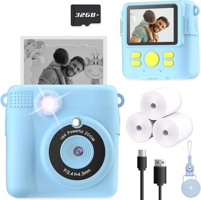 Camera Kids Instant Print 1080P Selfie Birthday Gift