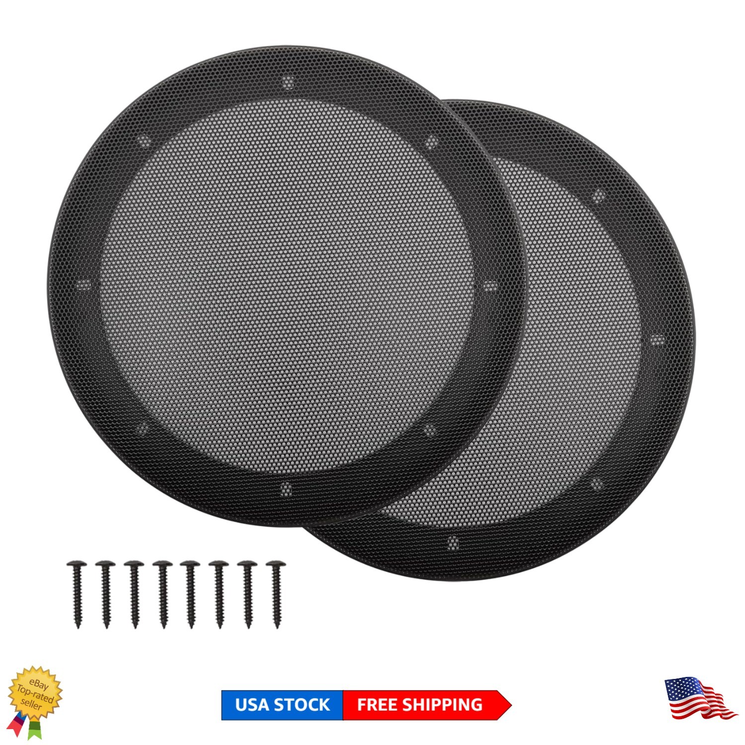 Stylish 8-Inch Speaker Grill Covers for DIY Projects - Black Metal Mesh, 2Pack