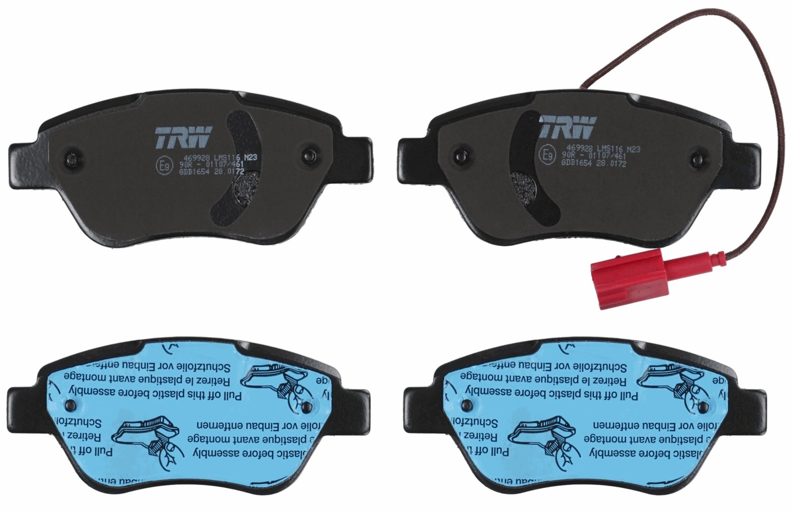Fits TRW GDB1654 BRAKE PAD SET, DISC BRAKE