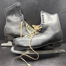 Vintage Leather Ice Skates Rustic Farmhouse Winter Christmas Decor Black