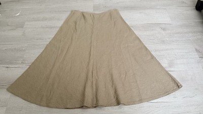 Eileen Fisher Skirt Women s Large Brown /Camel A-Line Pull On Linen Minimalist