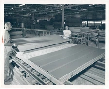 1958 Photo Business Prefabricated Houses Workers Men Apron Machines
