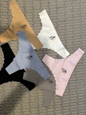 Women s Seamless Scalloped Thong Panties Solid Multicolor Polyamide M 6 Pack