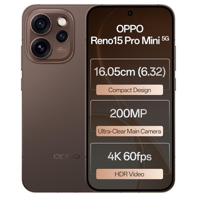 Oppo Reno15Pro mini 5G Factory Unlocked Dual SIM 12GB RAM 256GB Storage-Brown