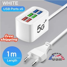 6 Port USB Hub Fast Wall Charger Station Multi-Function Desktop AC Power Adapter