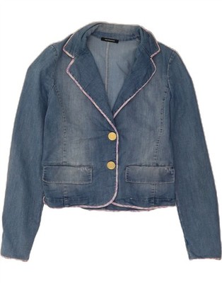 Roccobarocco Damen Denim 2 Knopf Blazer Jacke UK 8 Small Blau DM35