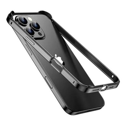for iPhone 16 Pro Bumper Case Metal, Aluminum Alloy + TPU Bumper Frame Black