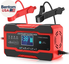 Cargador de Batería 10 Amperios 12V y 24V Cargador de Batería de Coche Inteligente Completamente Automático, Ba