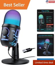 Dynamic RGB USB Microphone for Gaming  Streaming - Mute Function  Monitoring