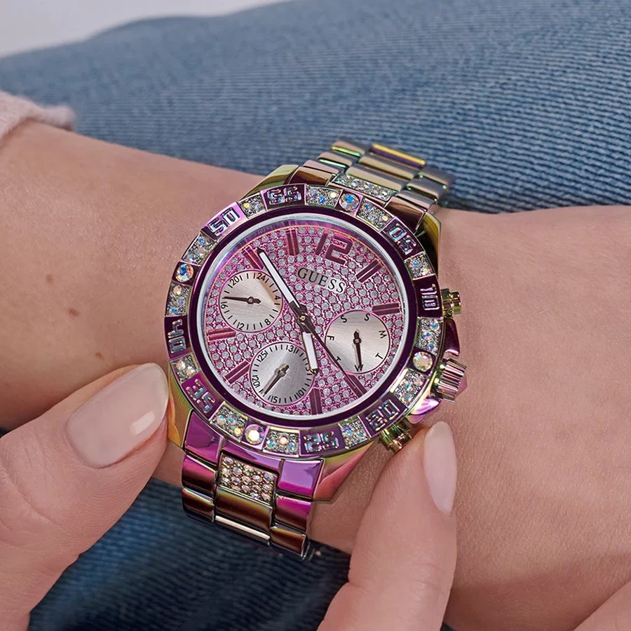 GUESS Ladies Iridescent Multi-function Quartz 42mm Metal Strap Watch GW0771L4 - Image 4 of 4