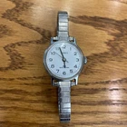 Vintage Timex Ladies Manual Wind Watch 27 mm Silver Tone Stretch Band Working