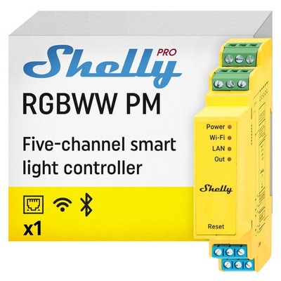 Shelly Pro RGBWW PM | Wi-Fi & LAN Smart Remote Control for RGBW Led Yellow