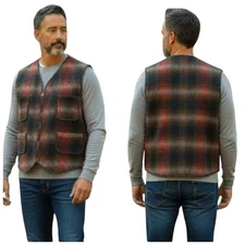 Woolrich Vintage Plaid Heritage Wool Vest EUC Large  F251