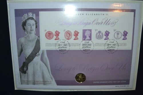GB first day cover 2015 Long to Reign over us £1 coin cover.