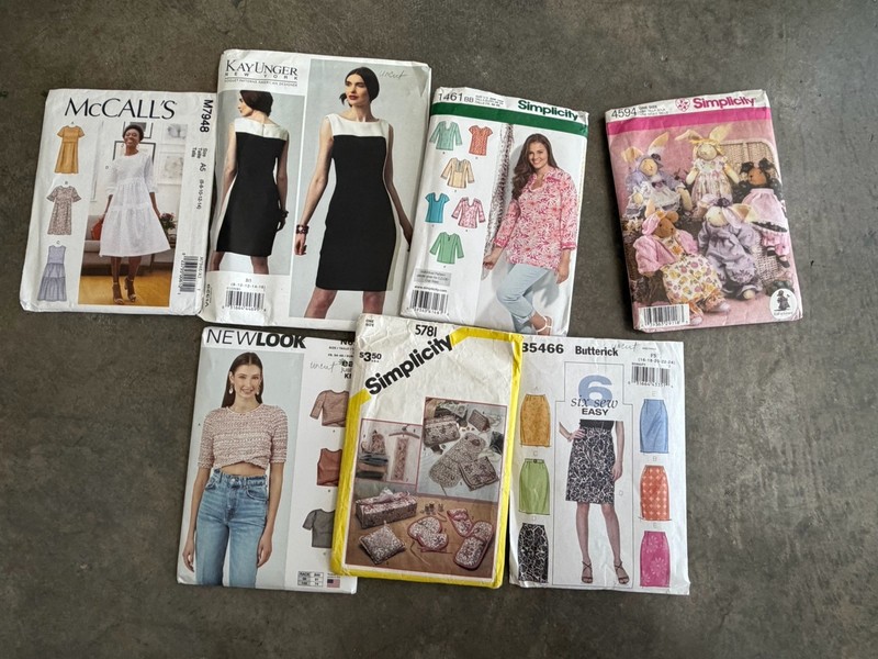 Lot of 7 Sewing Patterns - Simplicity, McCall's, Butterick, New Look, Kay Unger