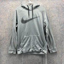Nike Hoodie Mens Small Gray Therma Fit Pullover Fleece Sweatshirt Logo Jacket