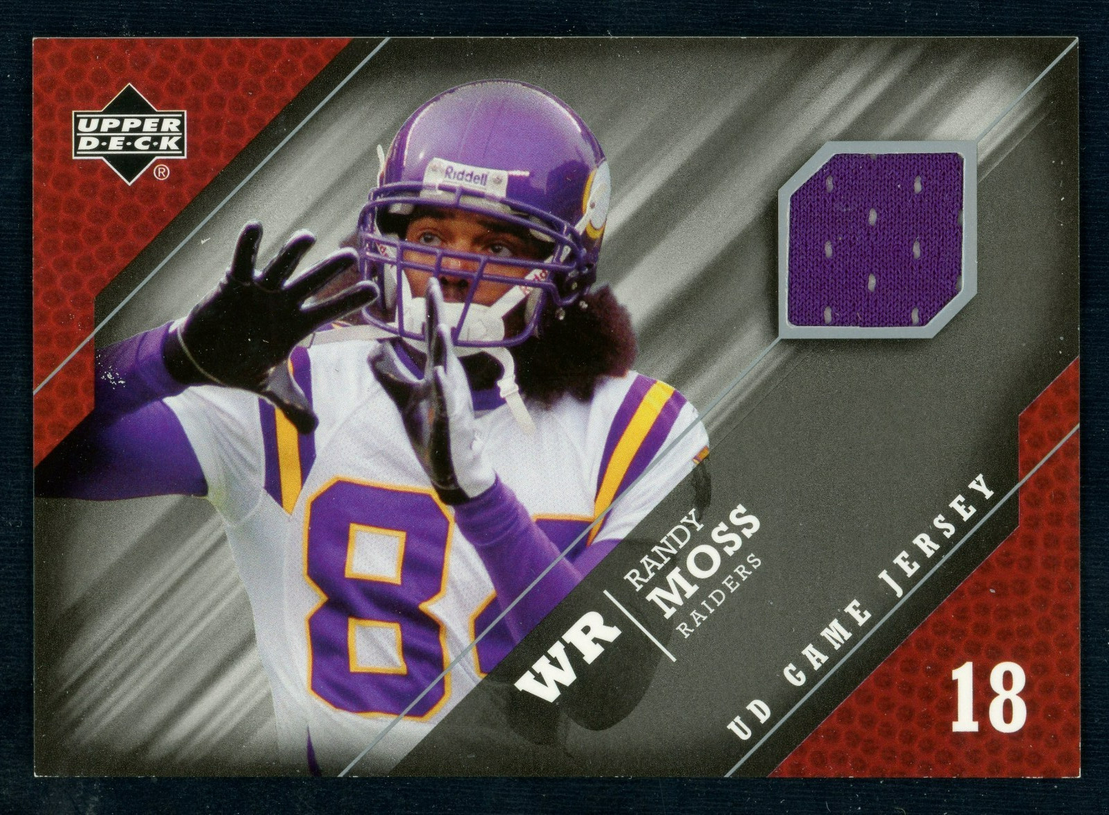 2005 Upper Deck UD Game Used Authentic Jersey Patch #GJ-RM Randy Moss HOF