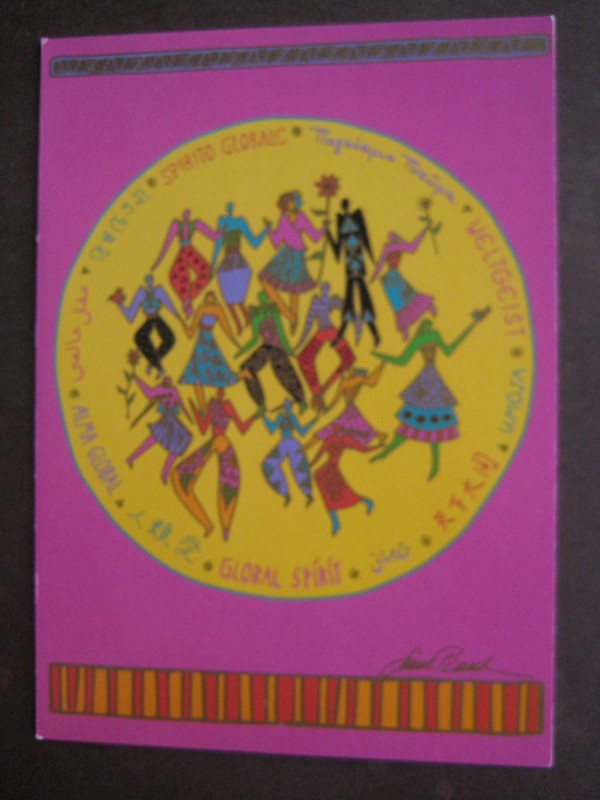 UNUSED 1990s vintage greeting card Laurel Burch THANK YOU "Global Spirit"