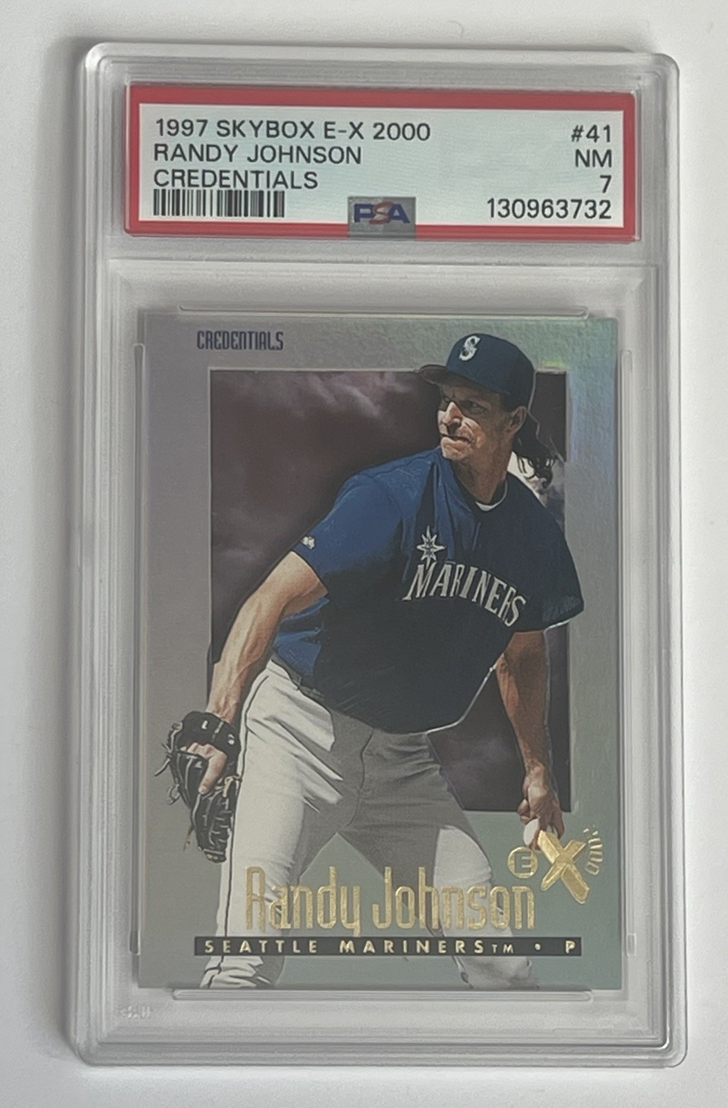 1997 SKYBOX E-X2000 Randy Johnson #41 CREDENTIALS /299 Seattle Mariners PSA 7