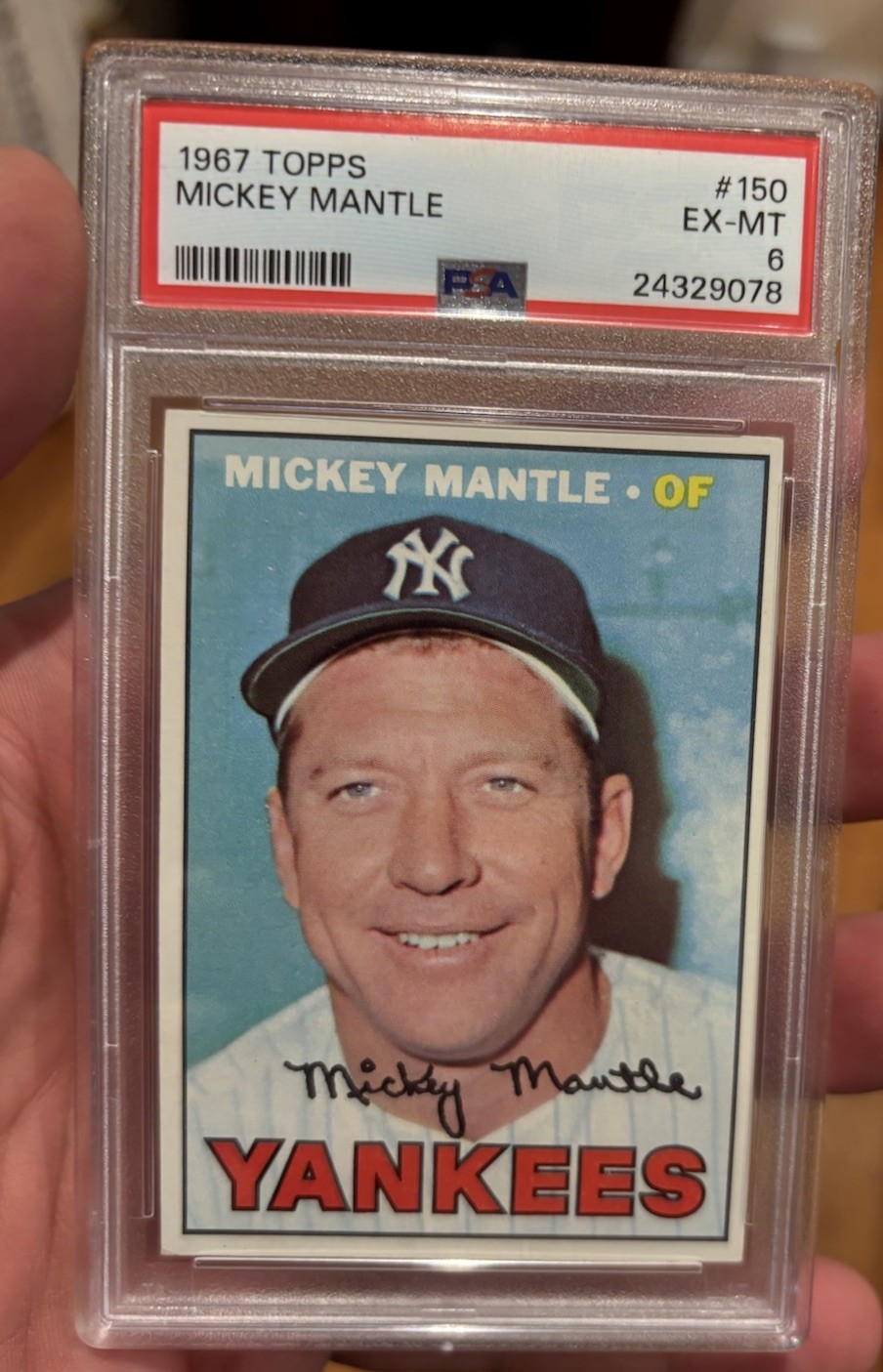 1967 Topps #150 Mickey Mantle PSA EX-MT 6 . Centered