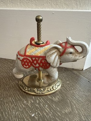 VTG Willitts Porcelain Carousel Elephant on Brass Base Christmas Figurine