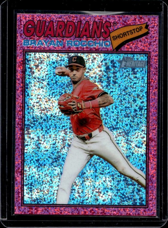 2026 Topps Heritage Brayan Rocchio Chrome Pink Sparkle Refractor #368 Guardians