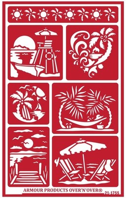 Armour Reusable Over n Over Glass Etching Stencil -  Seaside Paradise