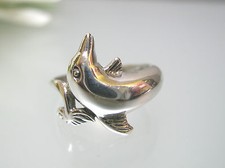 Solid handmade Sterling Silver Dolphin Ring simple design pinkie size