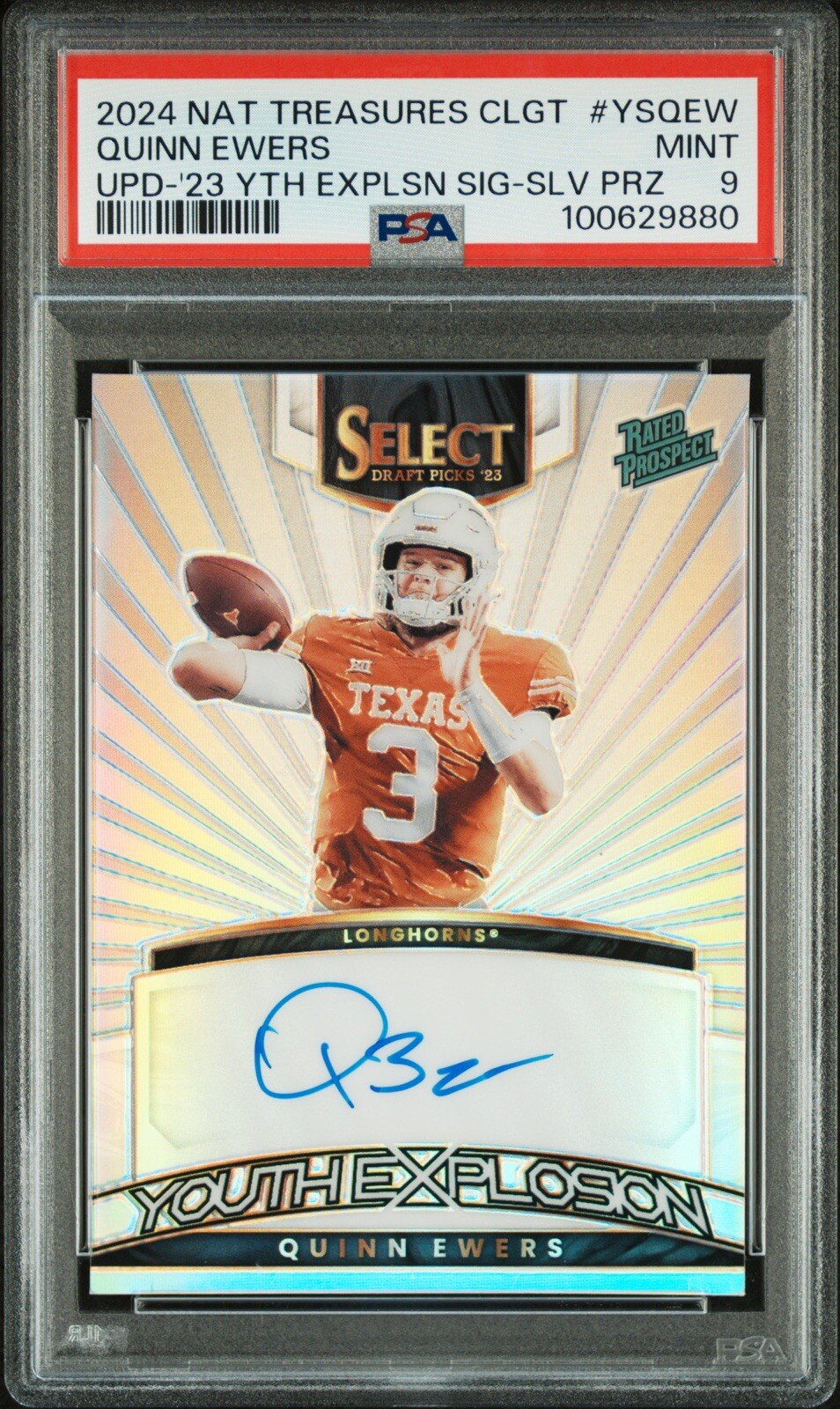Quinn Ewers 2023-2024 Select Draft Picks Auto Draft Prospects Prizm NT PSA 9