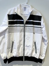 SUB 70 Mens Striped Zipper Golf Jacket White Size Medium