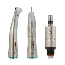 Dental Slow Low Speed Handpiece 1:1 Contra Angle Straight Nose Air Motor 4 Hole
