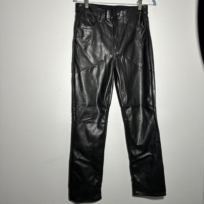 Gap Black Faux Leather Vegan Leather Pants Size 6/28R High Rise Vintage Slim