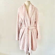 Women's Size Medium Light Pink Plush Soft Faux Fur Sherpa Mid-Length Bath Robe M