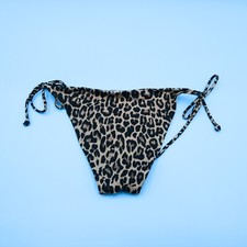 Victorias Secret Small Leopard Print Brazilian Tie Bikini Bottom Swim Beach New