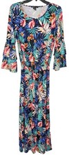 Robert Louis Women’s Maxi Dress Long Sleeve Floral Design Elastic Waist Size M