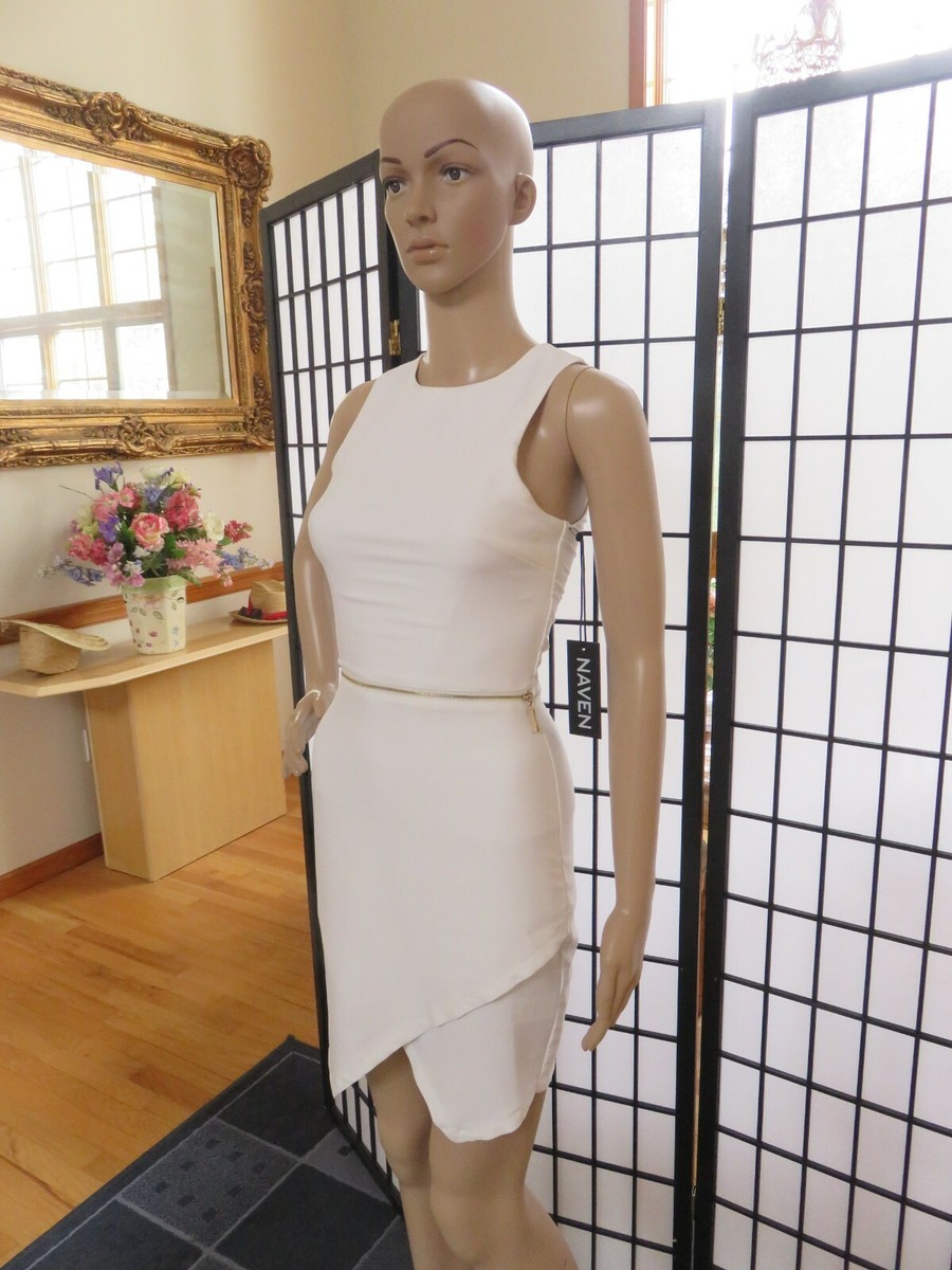 NAVEN Women's Zip-Waist Sheath Dress - Natural - Size XS