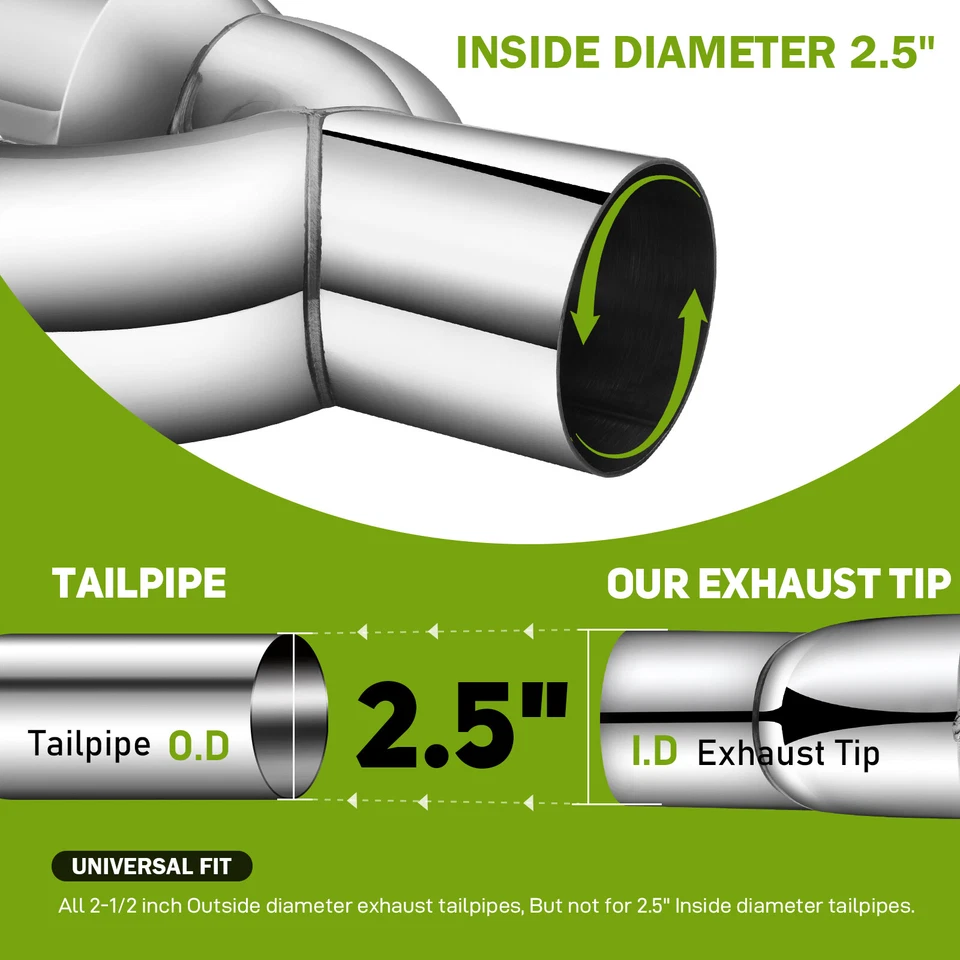 2.5" In 3.5" Out Double Wall Dual Exhaust Tip For Audi A4 S4 A6 A8 Quattro S6 S7 - Image 3 of 4